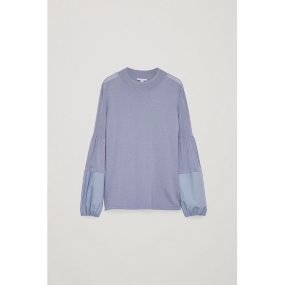 COS Light Blue Balloon-Sleeve Blouse - Picture 2 of 8